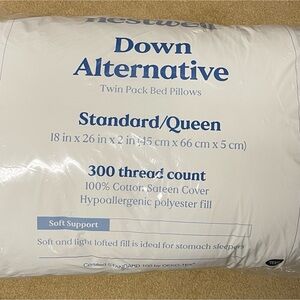 Brand New Nestwell Down Alternative Queen Soft Support Pillows, 2 Pack